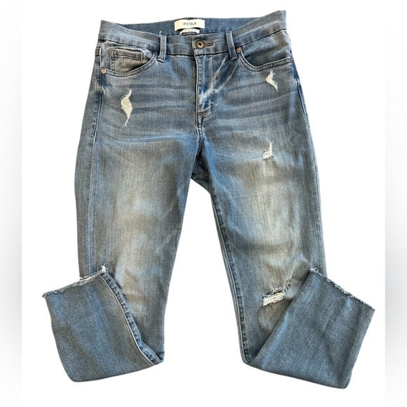 Pistola Ankle Skinny Distressed Jeans Medium Wash Size 27 - Picture 1 of 10